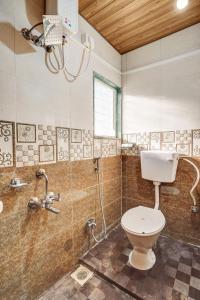 a bathroom with a toilet and a shower at Falcon's Retreat in Pune +26 photos