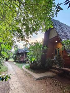 a house with a pathway next to a building at Travis Post Homestay in Siquijor