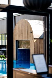 a view of a building with an entrance to a pool at Ikaalinen SPA & Resort in Ikaalinen