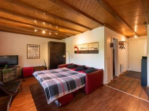 a living room with a bed and a tv at Apartment Wohnung Wettstein by Interhome in Sörenberg