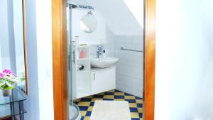 a bathroom with a sink and a toilet at Bed&Breakfast AmWeinberg in Gamlitz +16 photos