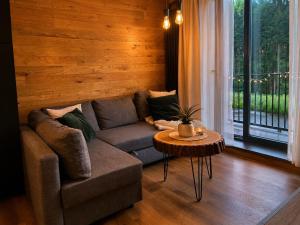 a living room with a couch and a table at Apartmán Dubový důl in Černý Dŭl