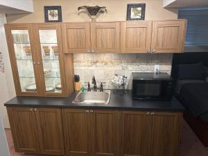 a kitchen with a sink and a microwave at Wasaga Dunes in Wasaga Beach