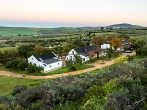 an aerial view of a village in the hills at Goedgedacht Farm in Malmesbury