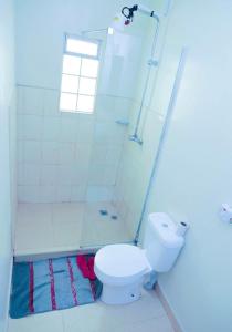 a bathroom with a white toilet and a shower at 3 Bedrooms in Eldoret in Eldoret