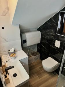 a small bathroom with a toilet and a sink at Bonaca Residence in Makarska +11 photos
