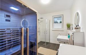 a bathroom with a shower and a sink at Ferienfreude in Winterberg