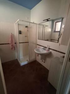 a bathroom with a shower and a sink at Appartamenti della Marchesa 2 camere in Montichiari
