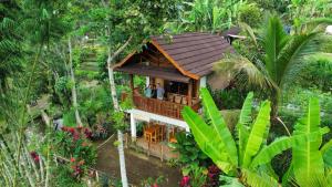 an aerial view of a house in the forest at Ananda Bungalow Tetebatu in Tetebatu
