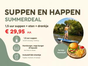 a flyer for a paddle board tournament with a man on a hamburger at TETchalet met wellness tuin in Berkhout