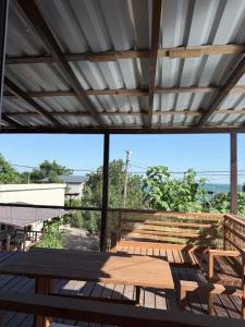 a view from the top of a patio with a table at Бухта in Nova Dofinivka