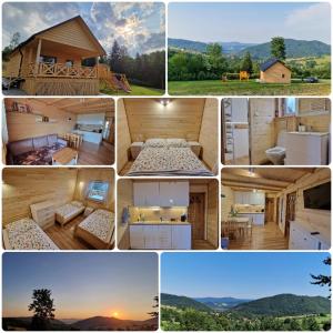 a collage of different pictures of a house at Fraseryja domek w Bieszczadach in Bukowiec