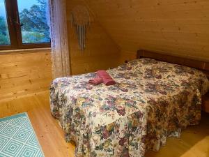 a bedroom with a bed in a wooden room at Nela Martiany in Martiany +12 photos