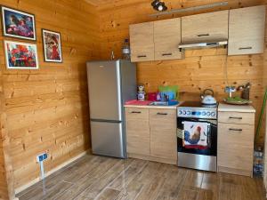 a kitchen with a refrigerator and a stove at Nela Martiany in Martiany