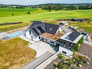 an aerial view of a house with a yard at Studio V Šachu-2 by Interhome in Dačice