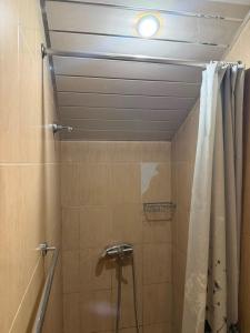 a bathroom with a shower with a ceiling at D&A hotel in Yerevan +16 photos