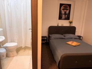 a bedroom with a bed and a toilet at Renate House in Băile Herculane +20 photos
