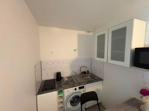 a small kitchen with a sink and a washing machine at Prince in Perrigny-lès-Dijon