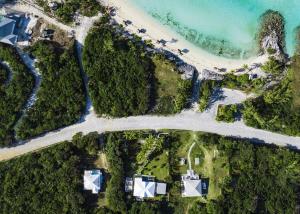 an aerial view of a beach and the ocean at The Anchorage at Rainbow Bay, Eleuthera in Hatchet Bay Limited Settlement