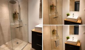 a bathroom with a sink and a shower at Villa J et V in Bédarrides