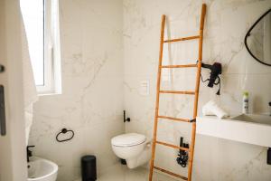 a bathroom with a toilet and a ladder in it at Le Dimore Airport Luxury in Bari