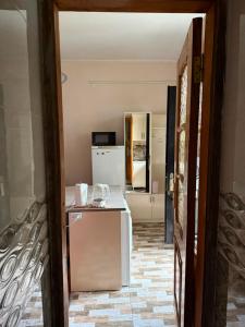 a kitchen with a refrigerator in a room at Maryams Studio Guesthouse in Zugdidi +4 photos