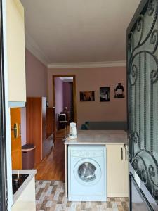 a kitchen with a washing machine in a room at Maryams Studio Guesthouse in Zugdidi