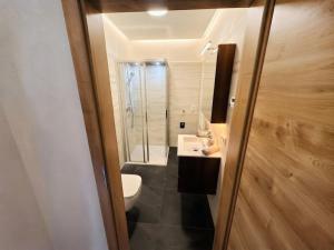 a bathroom with a toilet and a sink and a shower at Murleben Top 05 in Stadl an der Mur +16 photos