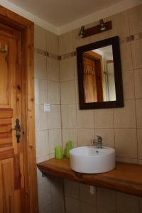 a bathroom with a sink and a mirror at Chata Donovaly Buly 242/C in Donovaly