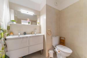 a bathroom with a toilet and a sink and a mirror at Le Cocon Dracénois in Draguignan +5 photos