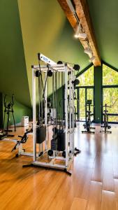 a gym with many exercise equipment in a room at SNÖ Villa de Sallent 3 in Formigal