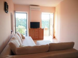 sala de estar con sofá y TV en Holiday Home Oliva, en Bilice