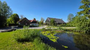 a house with a pond in the yard at PIRA BOUTIQUE hotel in Postojna