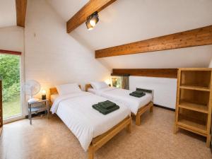 a bedroom with two beds and a window at Havane13 in Hastière-par-delà