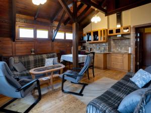 a living room with a couch and chairs and a table at Apartament ALINA in Kartuzy
