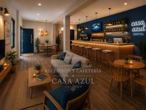 a rendering of a restaurant with a bar at Casa Azul in La Quiaca