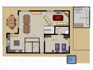 a floor plan of a small house with at Riders Refuge - Chalet Eterle in Morzine +26 photos