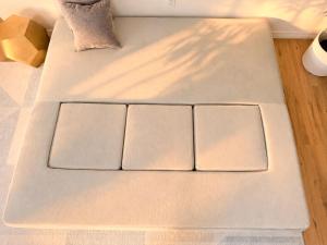 a white counter top with four squares on it at Tropical Luxe Villa-Near Airport, Minutes to Lido key beach, Downtown and Dining in Sarasota
