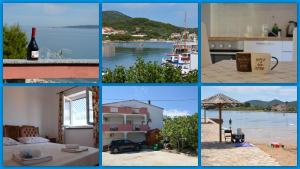 a collage of photos of a city and a harbor at Blazo jedan in Neviđane