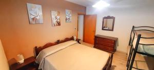 a bedroom with a bed and a dresser and a mirror at Casa di Giò in Capracotta