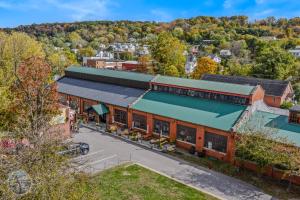 an aerial view of a building at Haven Home - Deck, Grill, Hiking, Pool Access, Games, Community Playground and Tennis Courts in Berkeley Springs