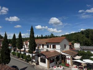 an aerial view of a town with trees and buildings at Park Hotel Serenissima in Sacrofano