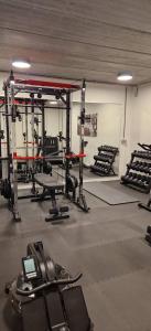a gym with lots of equipment in a room at Bed and Breakfast L'Orée Du Bois in Wavre