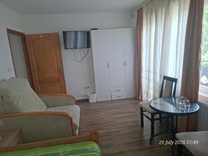 a living room with a couch and a table at EasyHedonist in Stara Pazova