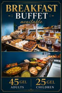 a poster for a breakfast buffet with different types of food at NOVA LUXE Hotel & Residences in Batumi