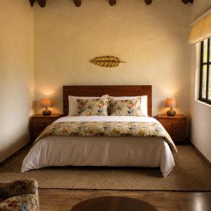 a bedroom with a large bed with two night stands at Villa Germana in Paipa
