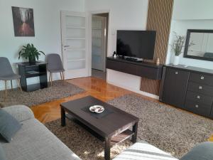 a living room with a couch and a tv at Bulevar in Šabac