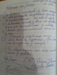 a letter to my mom thanking me for my love at Mi casa, Su casa in Salta
