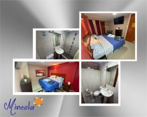 a collage of pictures of a hotel room at Hostal Mineola Huacho in Santa María +10 photos