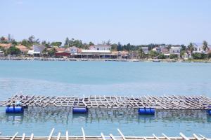 a group of boats sitting in the water at Phu Yen Beachfront Fishing Village Homestay in Tuy Hoa
